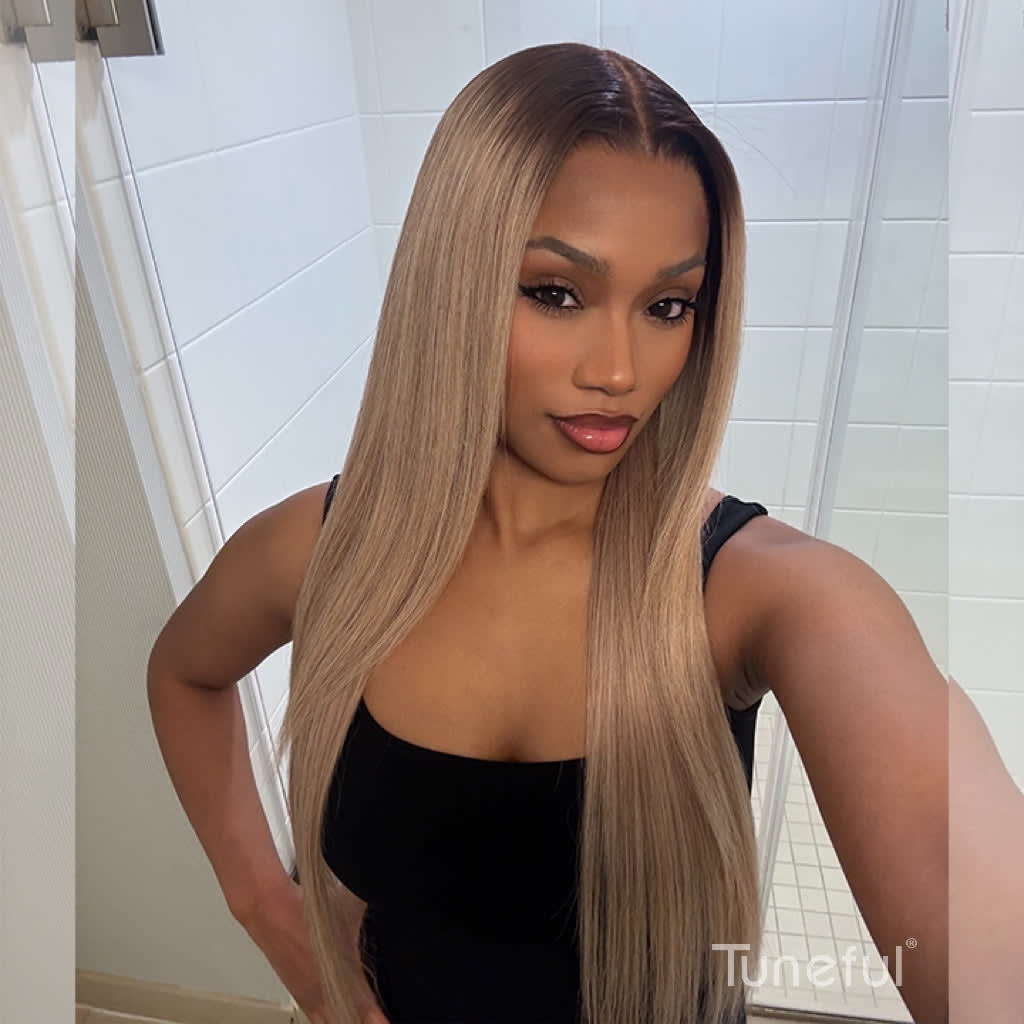 Hairvia Professional Toned Ombre Ash Blonde Mixed Dirty Blonde HD Lace Front Human Hair Wigs Glueless Wigs