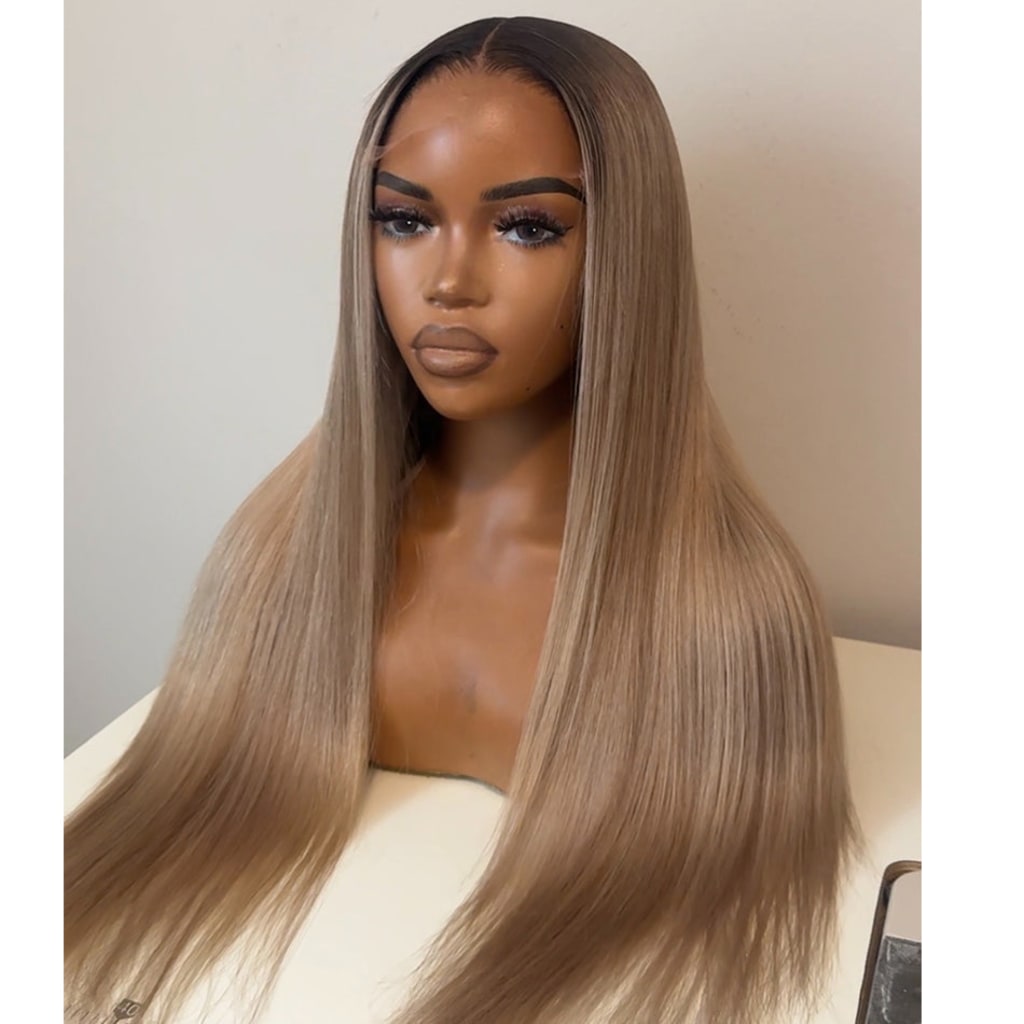Hairvia Professional Toned Ombre Ash Blonde Mixed Dirty Blonde HD Lace Front Human Hair Wigs Glueless Wigs