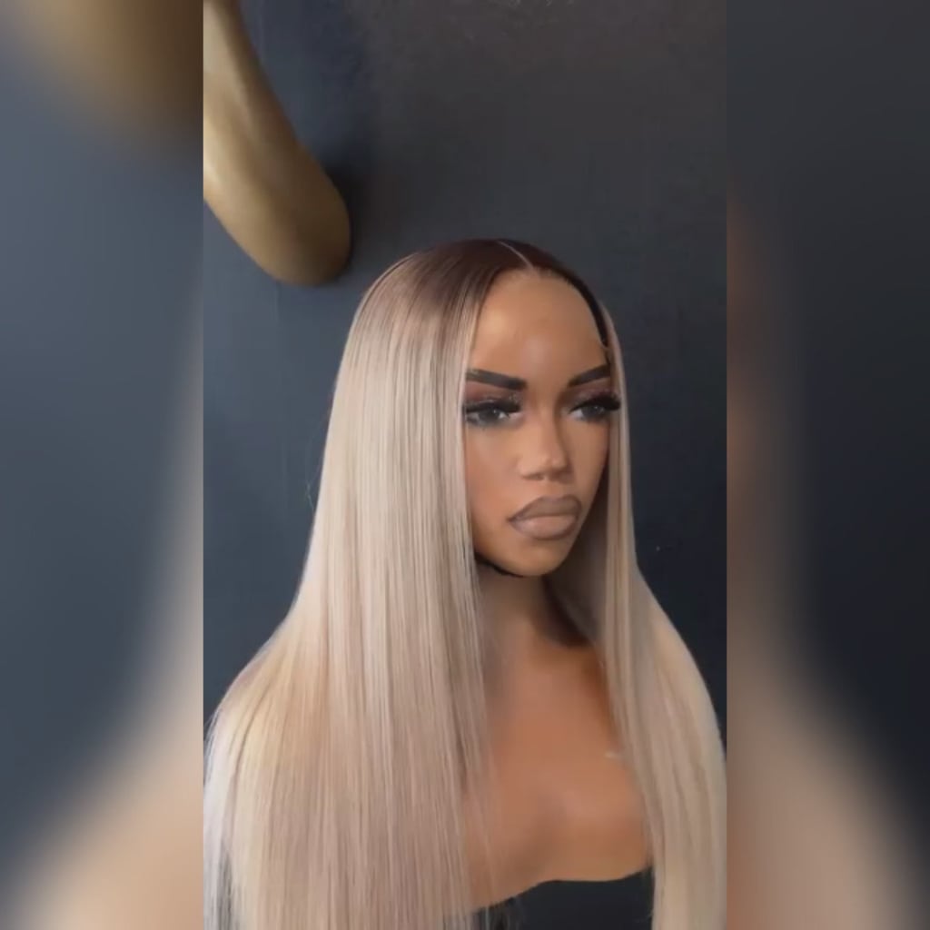 Hairvia Professional Toned Ombre Ash Blonde Mixed Dirty Blonde HD Lace Front Human Hair Wigs Glueless Wigs